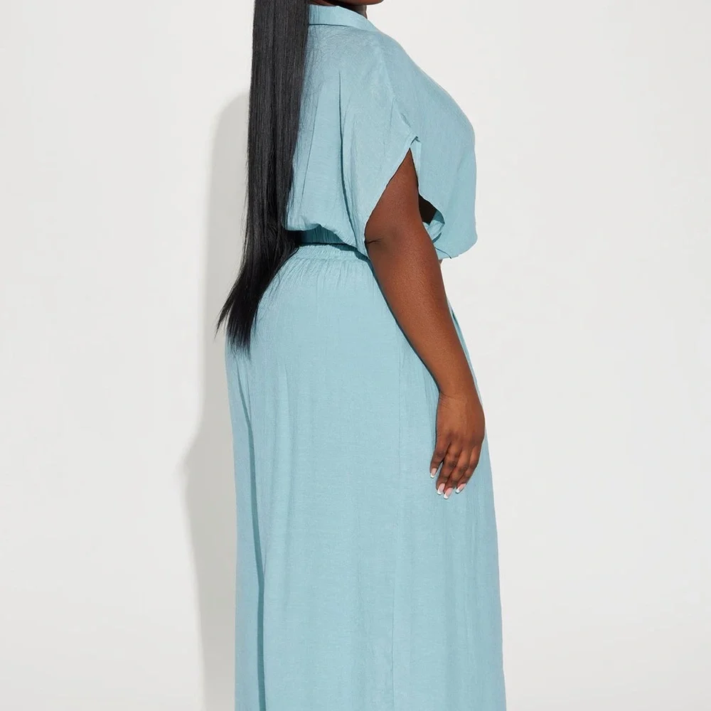 Fashion Nova Sky Blue Wide-Leg High Waist Pants - Picture 2 of 2